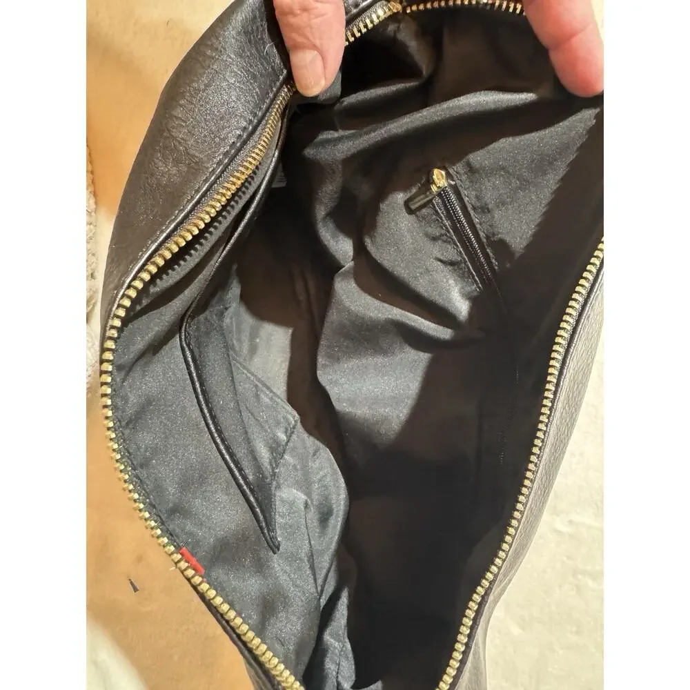 Aldo Leather Carrying Case Black Gold Zipper